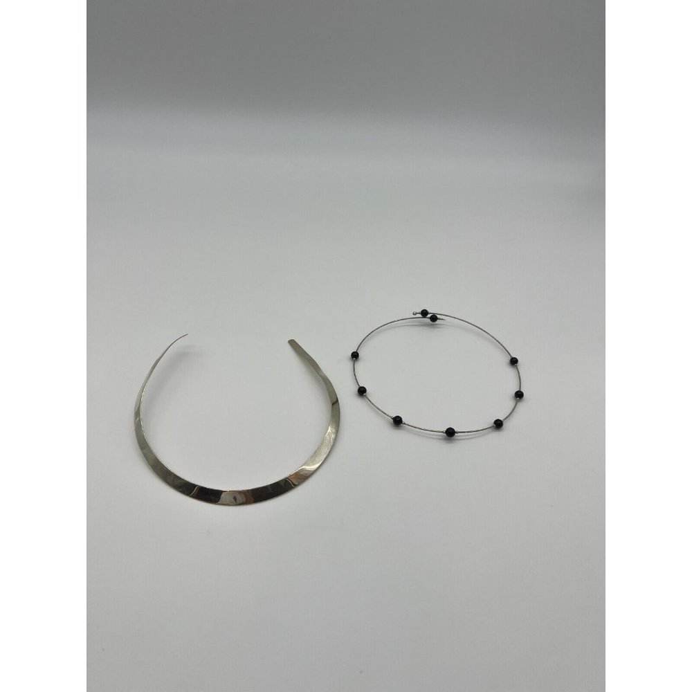 Sterling Silver Cuff Collar Necklace & Silver Wrap Choker Necklace